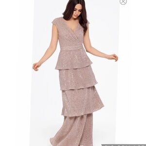 Womens XSCAPE Sequin Embellished Tiered Gown